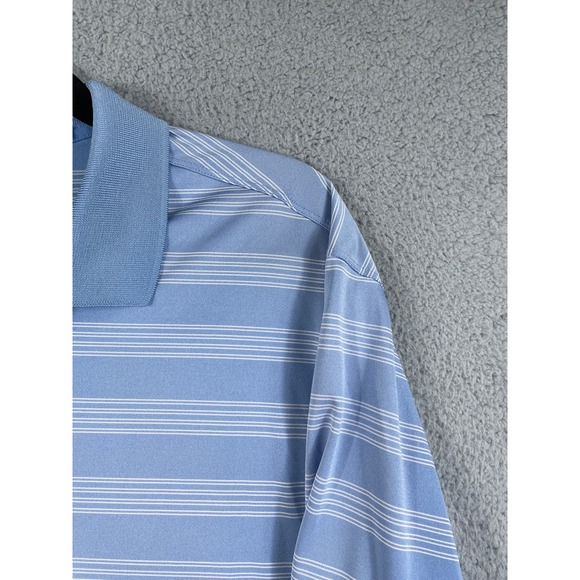 Nike Gold Dri Fit Men's Golf Polo Shirt Blue Stripe Size L - Picture 9 of 10